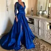 Sukienki imprezowe Abiye gece elbizesi 2023 Blue Blue Plus Size Evening Sukienka Seksowna V Szyjka Koronki z przodu z przodu Front Suknie