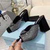 Slippers Slippers Mules Shoes fomens Slides High Heels Shoes Factory обувь для оборудования настоящий шелковый коренастый блок Slip-On Open Toe Luxury Designers Box Z230727