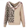 Damenpullover Leopard Stitching Gestrickte Frauen Mode V-Ausschnitt Pailletten Temperament Elegante Pullover Tops Pull Femme Hiver Kleidung L230725