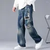 Jeans Masculino Calças Casual Vintage Roupas Largas Calças de Perna Reta Moda Coreana Homem Streetwear Harajuku Oversize