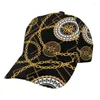 Ball Caps Noisydesigns Luxury Black Baseball Cap Women Men Outdoor Visor Hats Adult Snapback Gold Chain Circle Femme Luxe 2023 Dropship