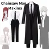 Kostium motywu anime łańcuch łańcuchowy makima cosplay kostium czarny róg koszulka krawat makima peruka długa światło czerwony warkocz mężczyźni Kobiety garnituru mundur 230724