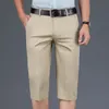 Pantalones cortos para hombre Golf ligero algodón elástico con bolsillos Color sólido vestido de negocios pantalones recortados hombres Oficina de talla grande 230725