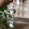Decorações de jardim Contas espaçadoras octógonas transparentes brilhantes Círculo com dois orifícios Prisma facetado Flor da vida Pingente de cristal de vidro Apanhador de sol Pendurado