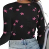 T-shirt da donna Xingqing Y2k Graphic Shirt per donna Star/Swirl/Ball Stampa manica lunga Crop Top Estetica anni 2000 Abbigliamento vintage Streetwear