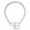 T GG -halsband Utmärkt utförande Vintage Flash Diamond Overdimensionerad bokstav Tjockkedja Kubansk halsband Män och kvinnor Hip Hop Trend High Sense P P