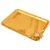 Plates Rectangular Tea Tray Multi-functional Storage Plate Metal Fruit Kitchen For Serving Square Table Cup Bread Eating