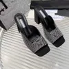 Slippers Slippers Mules Shoes fomens Slides High Heels Shoes Factory обувь для оборудования настоящий шелковый коренастый блок Slip-On Open Toe Luxury Designers Box Z230727