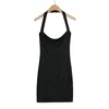 Casual Kleider Vintage Sexy Für Frauen Sommer, Figurbetontes Kleid Schwarz Weiß Slip Mini Elegante Halter Abend Party