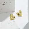 Stud Andywen 925 Sterling Silver Gold Big Heart Stud Brincos Amor Mulheres Luxo Exquisite Jóias Irregular Rock Punk Jóias 230725