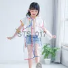 Imperméables Transparent Arc-En-Ciel Coloré Bord Enfants Imperméable Imperméable EVA Enfants Coupe-Vent Manteau De Pluie et Avec Capuche Garçons Filles Poncho x0724