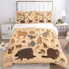 Capybara Club Anime Däcke Cover Kawaii Comporter Bedding Set Soft Quilt Cover och fodral för tonåringar Singel/Double/Queen/King L230704