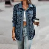 Женские куртки Женская пуговица с рубашками с длинными рукавами негабаритные леопардовые печатные слоя 1 слой или теплое обертка