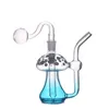 Mini poche en forme de champignon brûleur à mazout en verre bong narguilé pour dab rigs conduites d'eau petit recycleur barboteur attrape-cendres avec tuyaux de brûleur à mazout en verre mâle de 14 mm