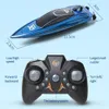 Elektriska/RC -båtar Mini RC -båt 5 km/h Radio Remote Controlled High Speed ​​Ship med LED Light Palm Boat Electric Summer Water Pool Toys Modeller Gifts 230724