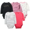 Rompers född baby bodysuits långärmad flicka jumpsuit 2023 unisex 5 pack bomull boy kläder tecknad spädbarnskläder 230724