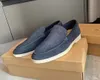 أعلى حذاء رياضة مرتفع ، أحذية غير رسمية LP LP شقة منخفضة من جلد الغزال البقر الجلدي Oxfords Moccasins الصيف المشي الراحة زلة على الشقق الوحيدة المطاطية EU36-47 مع صندوق