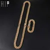 Hanger Kettingen Hip Hop Iced Out Verharde Steentjes 1 Set 13 MM Zilver Kleur Volledige Miami Curb Cubaanse Ketting CZ Bling Rapper Kettingen Voor Mannen Sieraden J230725