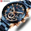 Relógios de pulso CURREN Moda Relógios com Aço Inoxidável Top Brand Luxury Sports Chronograph Quartz Watch Men Relogio Masculino 230724