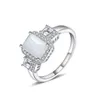 Hot selling retro S925 sterling silver plated platinum square Australian Treasure European and American women's ring exquisite