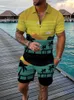 Мужские спортивные костюмы Мужская повседневная летняя рубашка-поло с короткими рукавами и шорты, комплект из двух предметов, мужская пляжная мужская одежда из кокосовой пальмы 230724