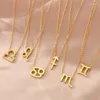 Chaines créatives 12 Signes du zodiaque Collier en acier en titane pour amis pendentif métal monothérapeute chaîne de mode courts cadeaux de mode