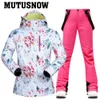 Chaquetas de esquí 30 Traje de esquí Mujer Invierno 2023 Mujer y pantalones Cálido 10k Chaqueta impermeable para mujer Ropa de snowboard 230725