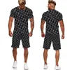 Men's Tracksuits Retro Luxury Men's Short Sleeve T-shirt/Set 3D Flower Letter Printing Casual T-shirt Tracking Set Men's Jogging Fancy Clothing 230720