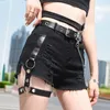 Women's Shorts High Waist Women Denim 2023 Summer Gothic Short Jeans Woman Plus Size Femme Belted Punk Girls With Chain