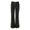 Pantaloni da donna moda pantaloni sportivi sottili in pelle pu nera pantaloni larghi casual streetwear vintage giapponese Y2k Harajuku