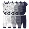 Ensembles de vêtements unisexe 6 9 10 pièces coton né body pantalon bébé fille vêtements dessin animé impression à manches courtes garçon Bebes 230724