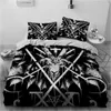 Satanic Bedding Demon Twin Bedding Hell Death Set 3 Piece Comporter Set Bed Däcke Cover Double King Cover Home Textile L230704