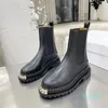 Svart elastisk chunky plattform Biker Ankle Boots Leather Booties med hackade ensamma designers skor