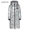 Dames donsparka's JAZZEVAR dames nieuwe stijl zilver verlengd dik donsjack Europese mode winterjas tot over de knie HKD230725