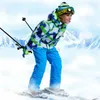 Manteau en duvet enfants combinaison de ski thermique pantalon imperméable + veste garçon fille sports d'hiver coupe-vent qualité enfant ski et snowboard 2pcs costumes HKD230727