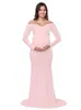 Vestidos para gestantes Outono Maternidade Elegante vestido justo para gravidas roupas po shoot manga longa decote em V franzido Slim Fit maxi vestido longo gestante 230724