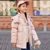 Giù cappotto ragazze addensare caldo giacca invernale casual parka outwear ragazzi impermeabile colletto alla coreana cappotto con cappuccio per bambini pane piumini HKD230725