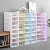 12pcs Set di scatole per scarpe Multicolor Pieghevole Storage Plastica Clear Home Organizer Scarpiera Stack Display Storage Organizer Scatola singola C277d