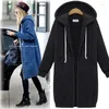 Trench da donna Stazione europea Giacca a vento da donna oversize Cappotto Autunno Inverno Plus Cardigan con cerniera in velluto Abito maglione con cappuccio Sciolto