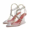 Elbise ayakkabıları lüks tasarımcı kapalı ayak parmağı gümüş yüksek topuklu pompalar kadınlar için slingback yaz sandaletleri düğün gelin ayakkabıları 230724