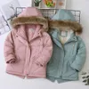 Down Jas Baby Meisje Denim Jas Plus Bont Warme Peuter Kinderen Winter Katoen Gevoerde Kleding Verdikte Katoen Gevoerde Jas JYF HKD230725