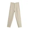 Pantaloni da donna Za Spring Tailleur pantalone vita alta donna moda ufficio beige chic bottone zip elegante rosa donna casual