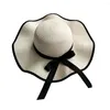 Wide Brim Hats Beautiful Straw Hat Roll Up Sun Sweet Bow Decor Floppy Beach Braided