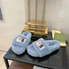 Luxe designer slippers Sandaalglaasjes Fuzzy wol Furry Men Women Indoor Homes Tazz Sliders mode casual schoenen fur winter warme pluizige muilezel loafer cadeau meisje maat 35-40