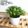 Flores decorativas 1 conjunto de plantas artificiais simuladas Milan Grass Bonsai Plastic White Flower Pot Year Home Desk Garden Decoration