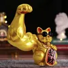 Dekorative Objekte Figuren Chinesische Feng Shui Winkende Katze Reichtum Gold Arm winkt Muskel Glücksstatue Große Harz Begrüßungsgeld Figur Dekor 230724