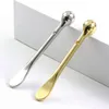 New Style Gold Silver Smoking Diamonds Handle Zinc Alloy Portable Mini Dry Herb Tobacco Oil Rigs Spoon Wax Shovel Dabber Scoop Hookah Bong Bubbler Straw Tip Nails