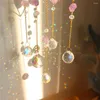 Décorations de jardin cristal lumière attraper bijoux pendentif cadre en métal pierre naturelle perle colorée ornement décoration extérieure