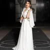 Party Dresses White Simple Fashion Elegant Moroccan Caftan V-Neck Floor Length With Train Evening Dress Dubai Muslim Prom Custom Made