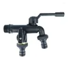 Bathroom Sink Faucets Black Brass Faucet Outdoor Garden Anti-Freeze Bibcocks With Dual Outlet For Washing Machine 1/2 Inch Hose